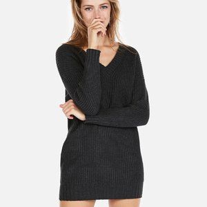 Express Shaker Knit V-Neck Sweater Dress